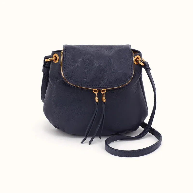 Hobo Fashion Fern Zip-Flap Crossbody - Pebbled Leather | Ink Navy