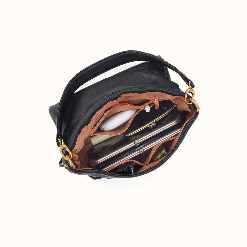 Hobo Fashion Harley Convertible Shoulder Bag - Pebbled Leather | Black