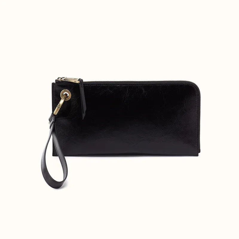 Hobo Fashion Jett Wristlet - Polished Leather | Black