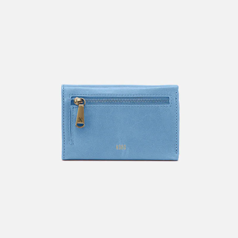Hobo Fashion Jill Trifold Wallet - Polished Leather | Faded Denim