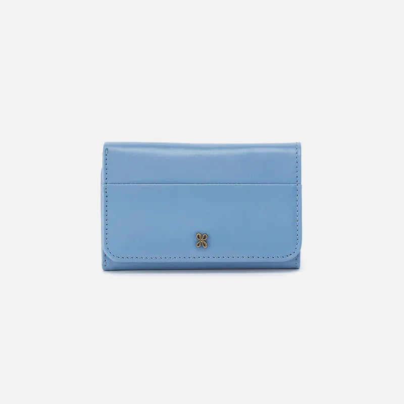 Hobo Fashion Jill Trifold Wallet - Polished Leather | Faded Denim