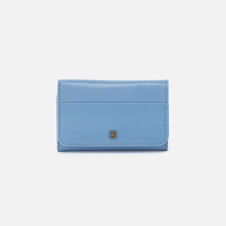 Hobo Fashion Jill Trifold Wallet - Polished Leather | Faded Denim