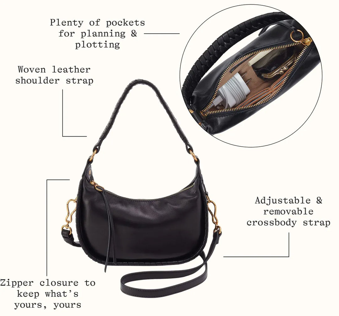 Hobo Fashion Mia Crescent Hobo Bag - Smooth Leather | Black