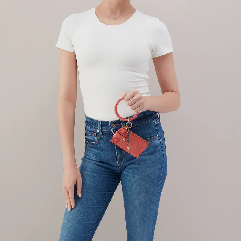 Hobo Fashion Ring Credit Card Wristlet - Polished Leather | Pink Mirage