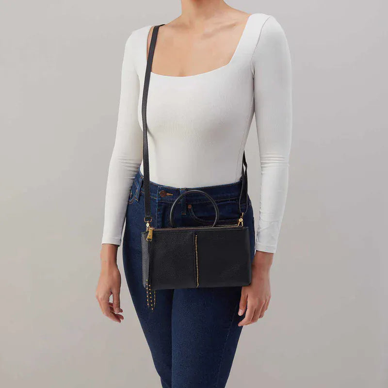 Hobo Fashion Sable Crossbody - Pebbled Leather | Black