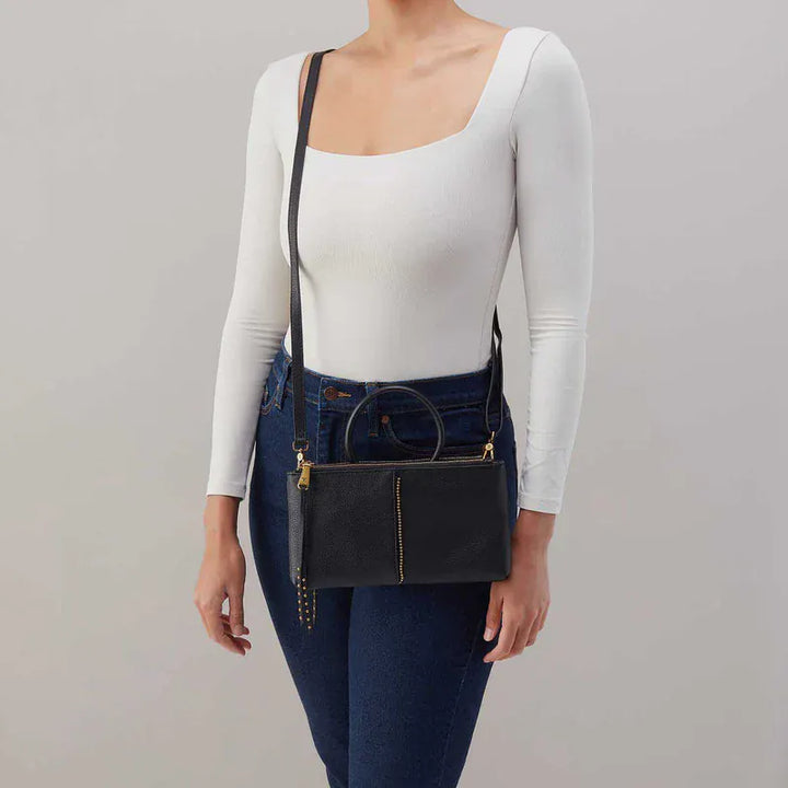 Hobo Fashion Sable Crossbody - Pebbled Leather | Black