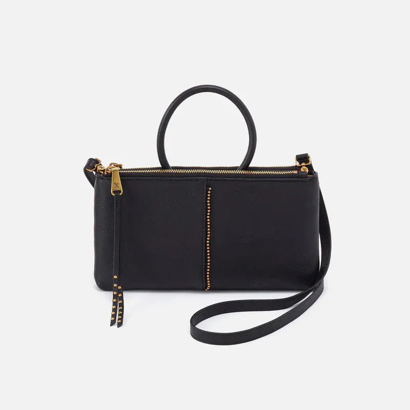 Hobo Fashion Sable Crossbody - Pebbled Leather | Black