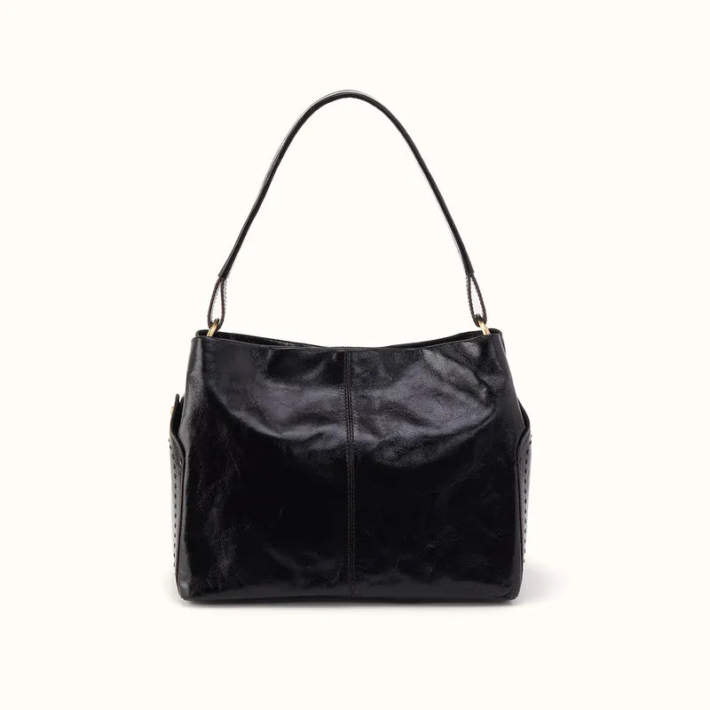 Hobo Fashion Seneca Shoulder Bag - Polished Leather | Black