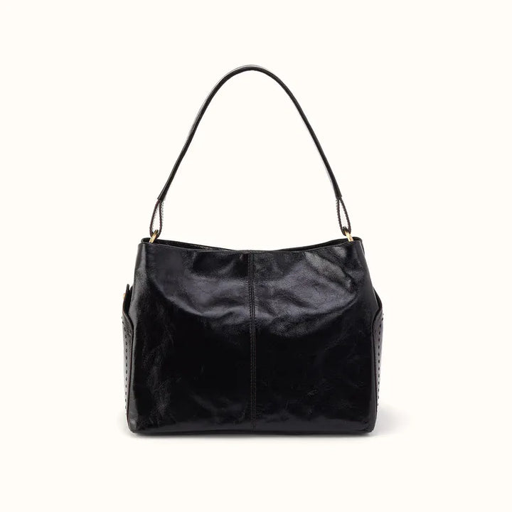 Hobo Fashion Seneca Shoulder Bag - Polished Leather | Black