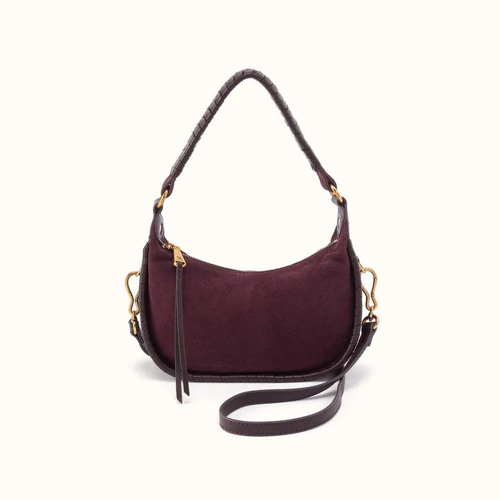 Hobo Fashion Small Mia Crescent Hobo Bag - Suede Leather | Dark Cherry
