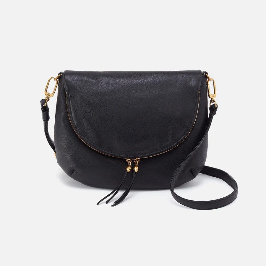 Hobo Purse Fern Foldover Messenger - Black