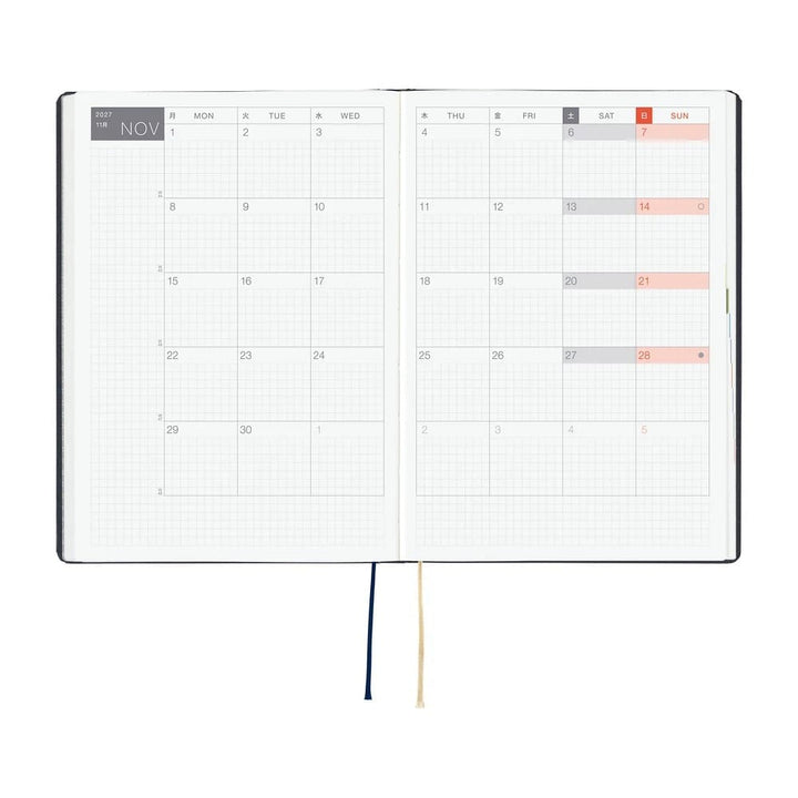 Hobonichi Paper Default Hobonichi Techo 2027 A5 HON Planner | Slash (Navy)