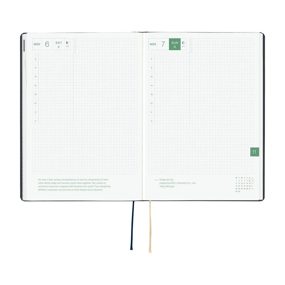 Hobonichi Paper Default Hobonichi Techo 2027 A5 HON Planner | Slash (Navy)
