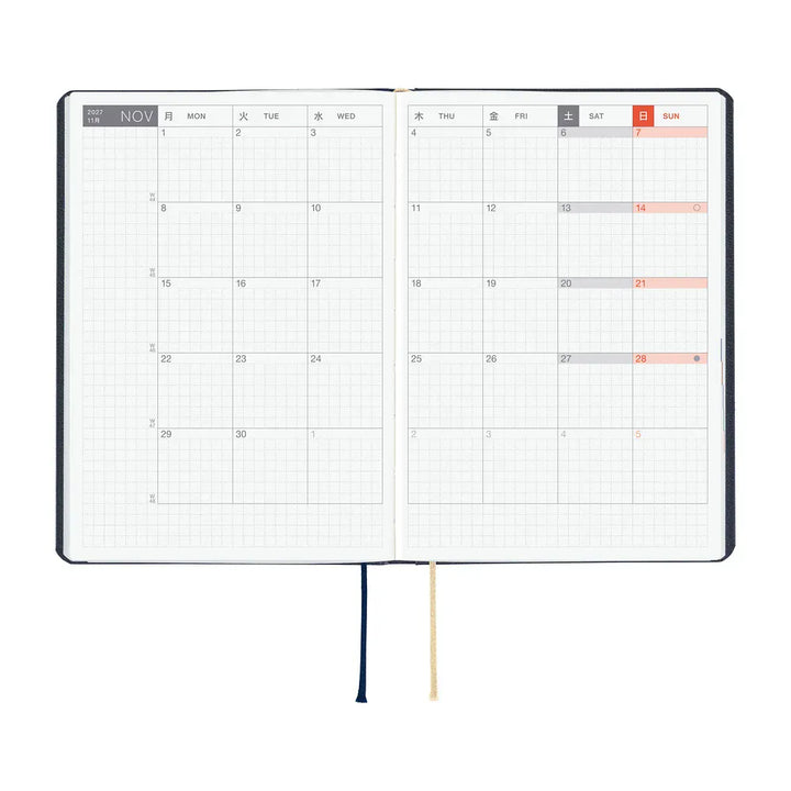 Hobonichi Paper Default Hobonichi Techo 2027 A6 HON Planner | Slash (Navy)