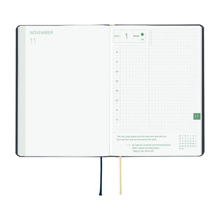Hobonichi Paper Default Hobonichi Techo 2027 A6 HON Planner | Slash (Navy)