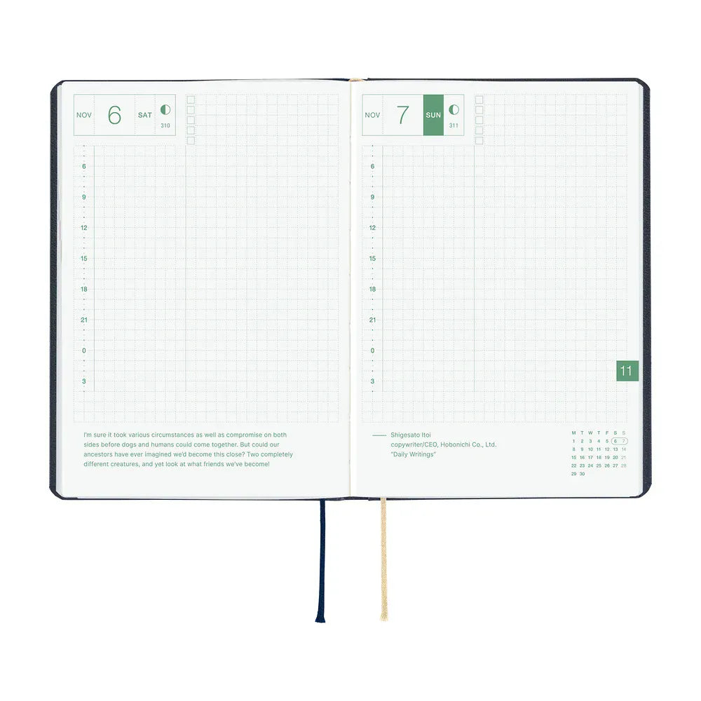 Hobonichi Paper Default Hobonichi Techo 2027 A6 HON Planner | Slash (Navy)