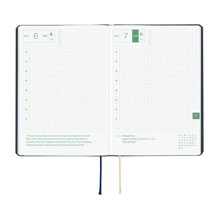 Hobonichi Paper Default Hobonichi Techo 2027 A6 HON Planner | Slash (Navy)