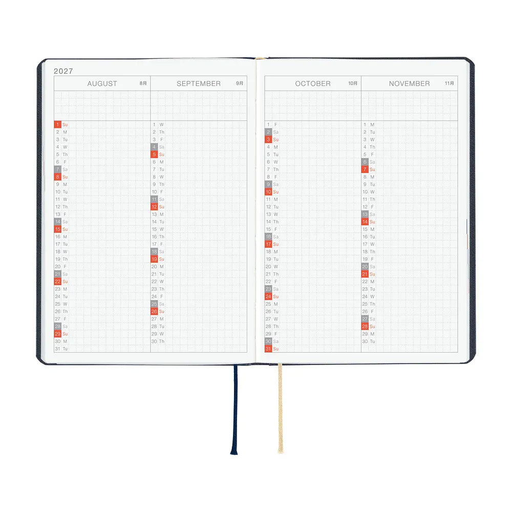 Hobonichi Paper Default Hobonichi Techo 2027 A6 HON Planner | Slash (Navy)