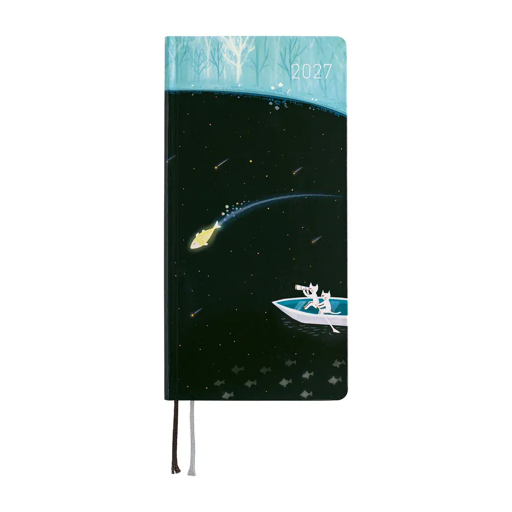 Hobonichi Paper Default Hobonichi Techo 2027 Weeks Planner | Hiroko Kubota: Meteor Shower in the Light Blue Forest