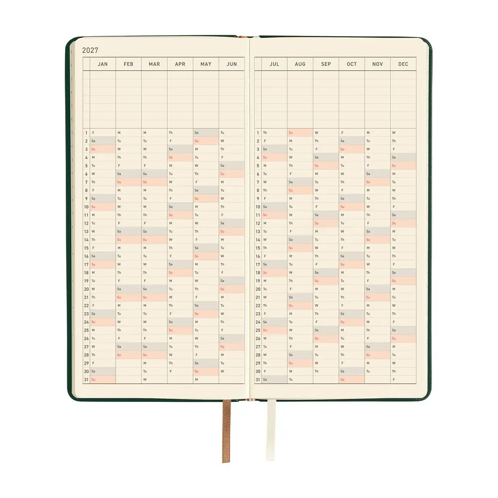 Hobonichi Paper Default Hobonichi Techo 2027 Weeks Planner | Leather: Forest Green