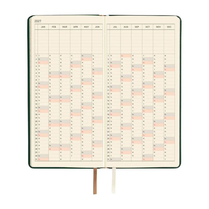 Hobonichi Paper Default Hobonichi Techo 2027 Weeks Planner | Leather: Forest Green