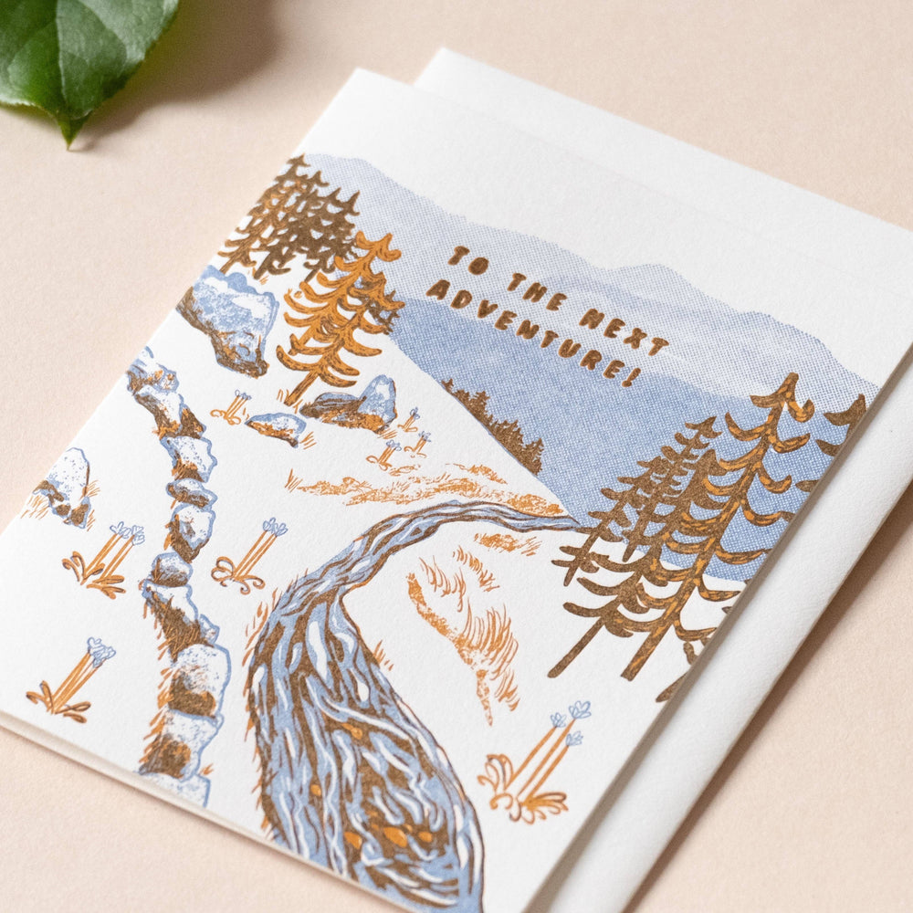 Homework Letterpress Studio Card Adventure Stream Greeting Card