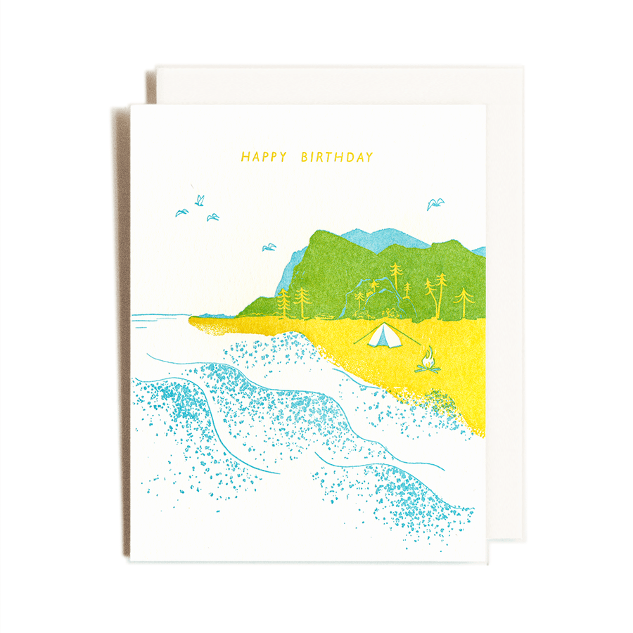 Homework Letterpress Studio Card Beachy Birthday Card