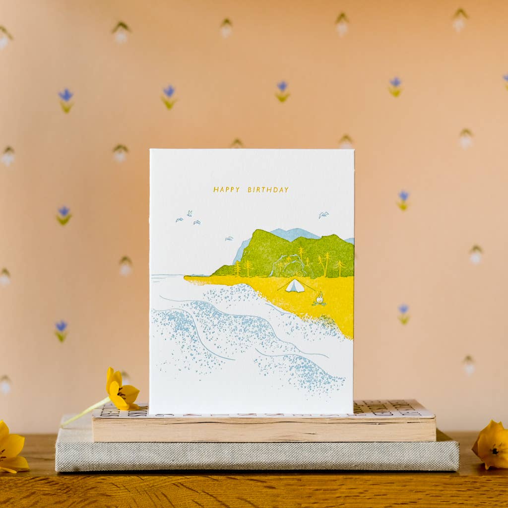 Homework Letterpress Studio Card Beachy Birthday Card