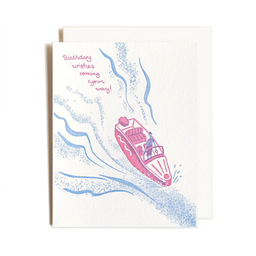 Homework Letterpress Studio Card Birthday Boat Card