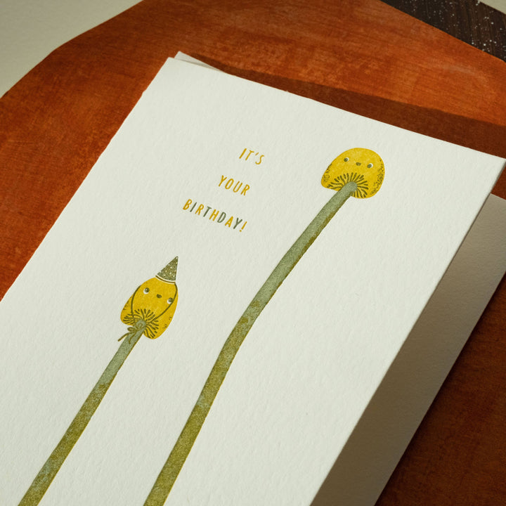 Homework Letterpress Studio Card Birthday Mushrooms Card