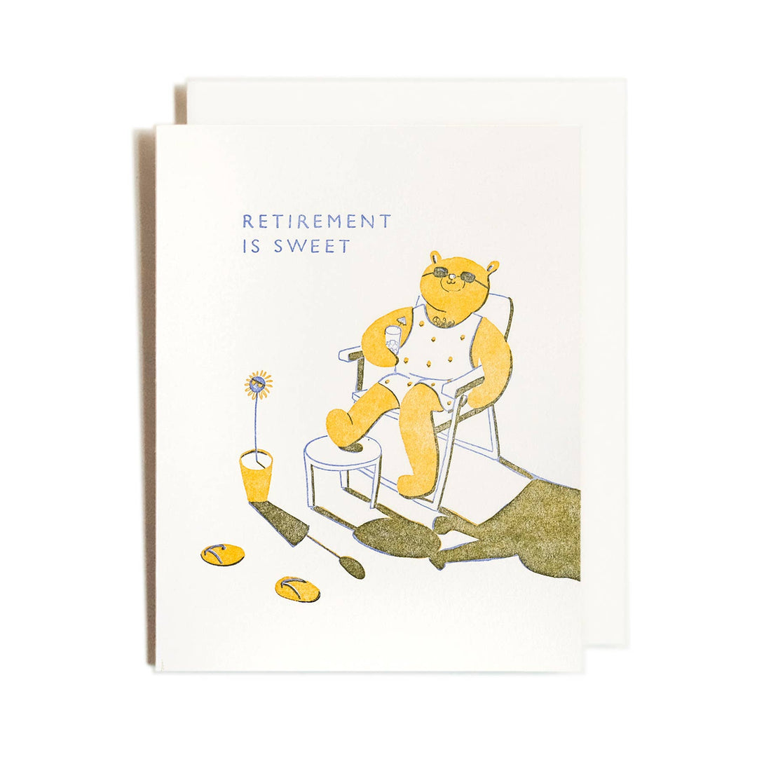 Homework Letterpress Studio Card Retirement Bear Card