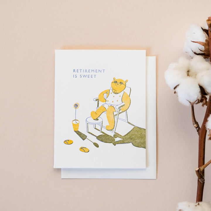 Homework Letterpress Studio Card Retirement Bear Card