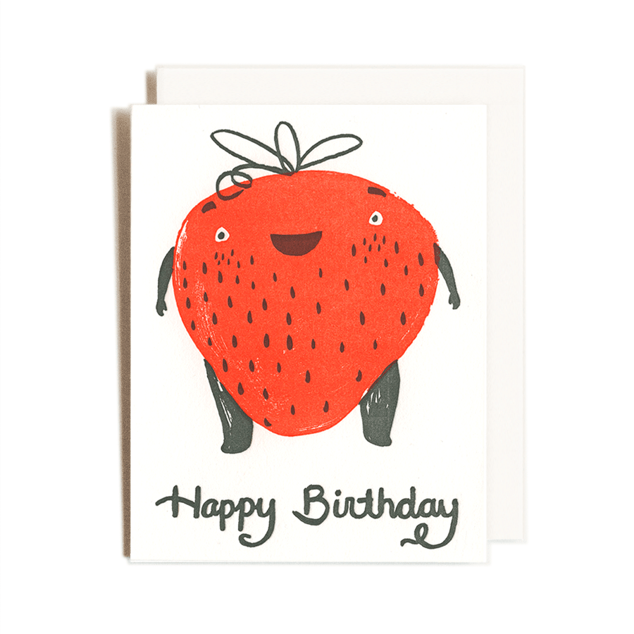 Homework Letterpress Studio Card Strawberry Birthday Card