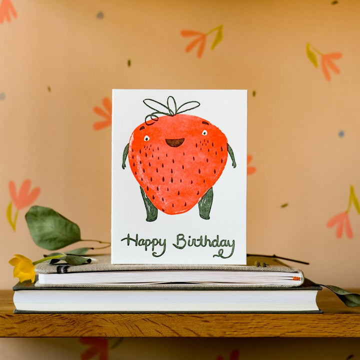 Homework Letterpress Studio Card Strawberry Birthday Card