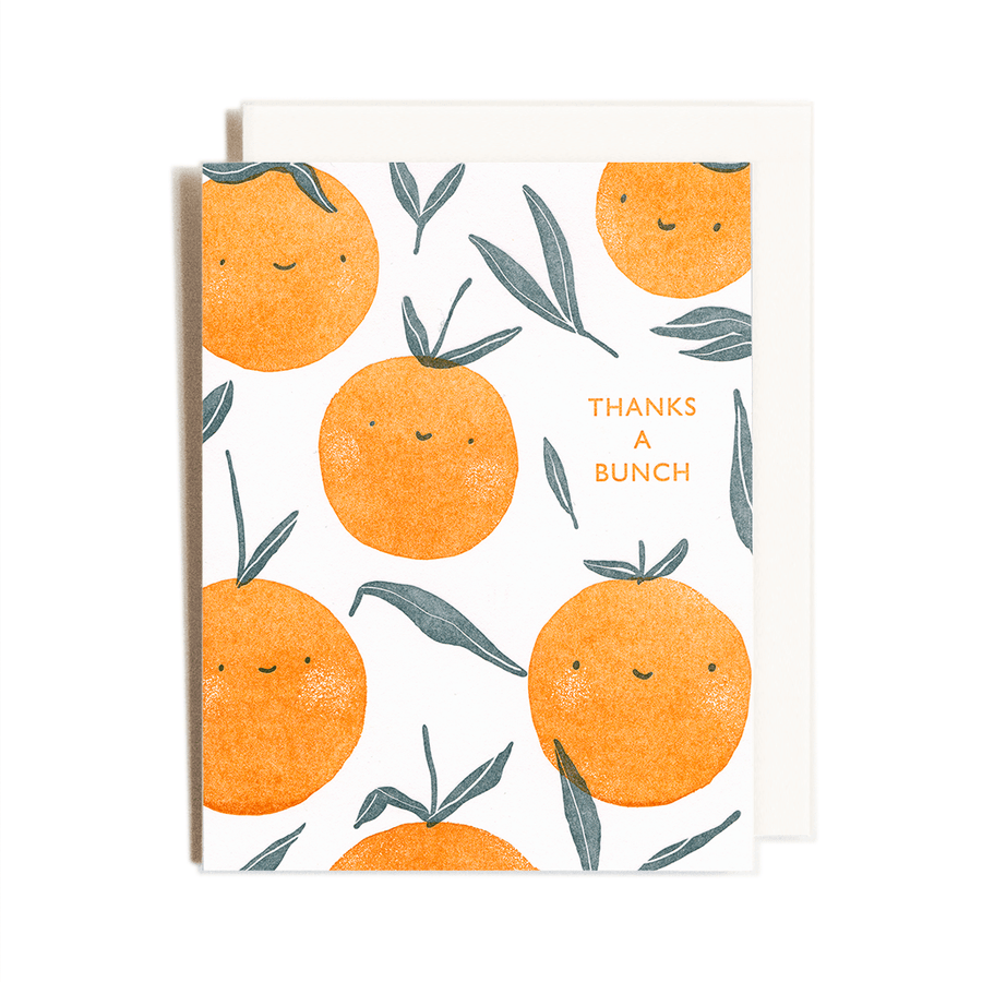 Homework Letterpress Studio card Thank You Oranges Card