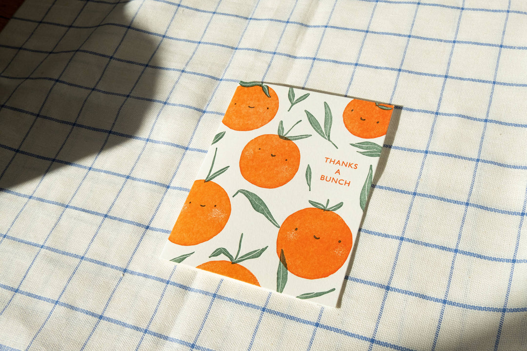 Homework Letterpress Studio card Thank You Oranges Card