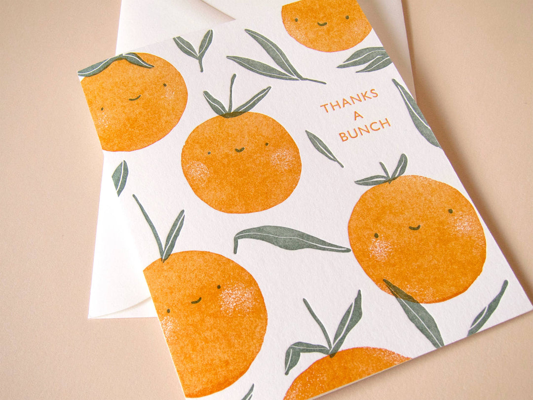 Homework Letterpress Studio card Thank You Oranges Card