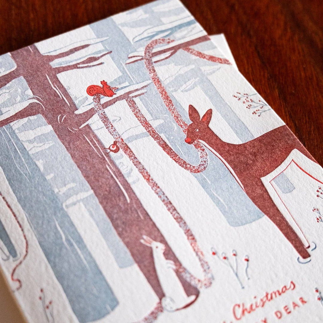 Homework Letterpress Studio Card Woodland Christmas Card