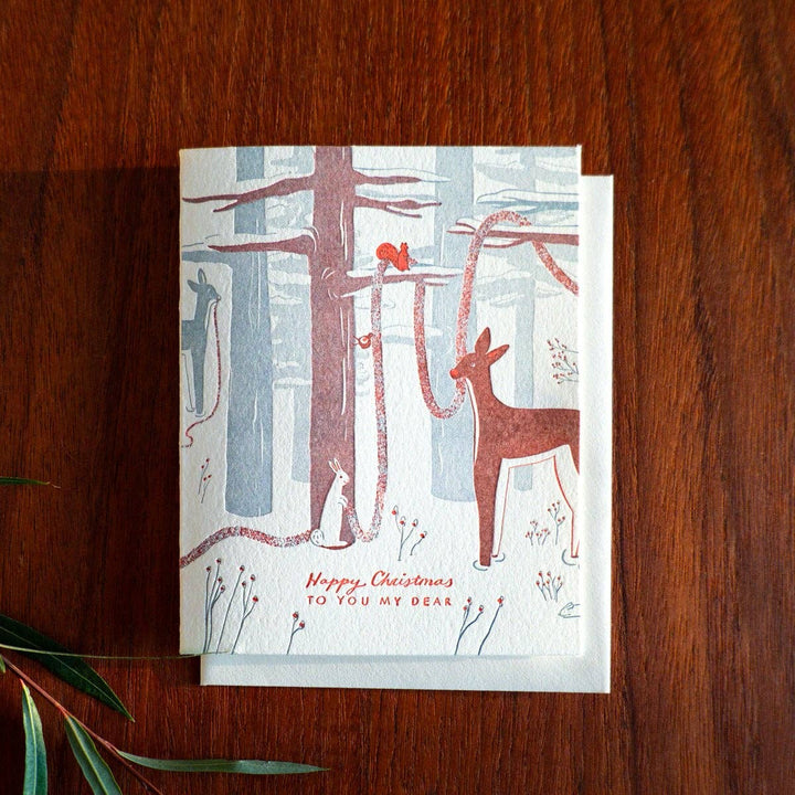 Homework Letterpress Studio Card Woodland Christmas Card