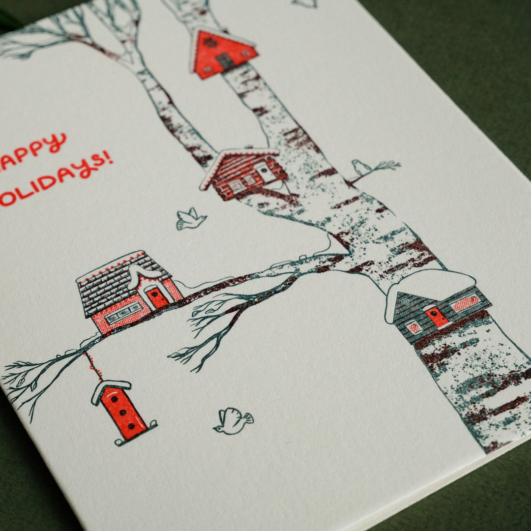 Homework Letterpress Studio Cards Birdhouse Holiday | Letterpress Card