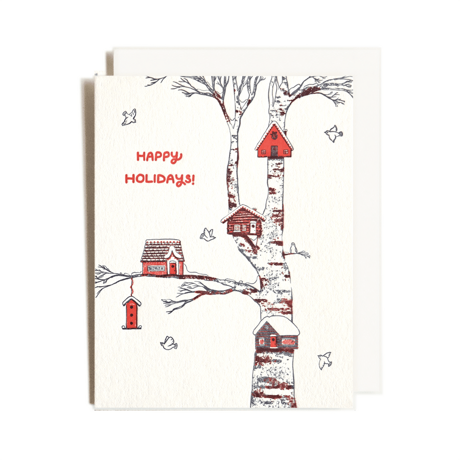 Homework Letterpress Studio Cards Birdhouse Holiday | Letterpress Card