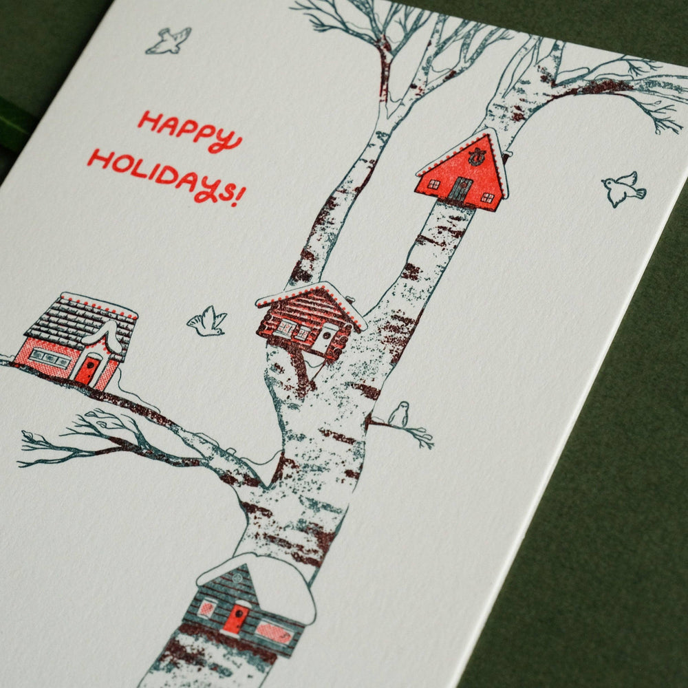Homework Letterpress Studio Cards Birdhouse Holiday | Letterpress Card