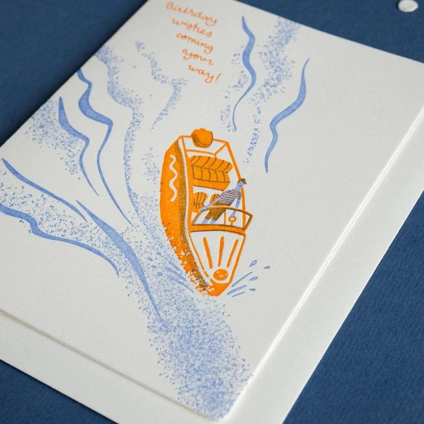 Homework Letterpress Studio Cards Birthday Boat Card