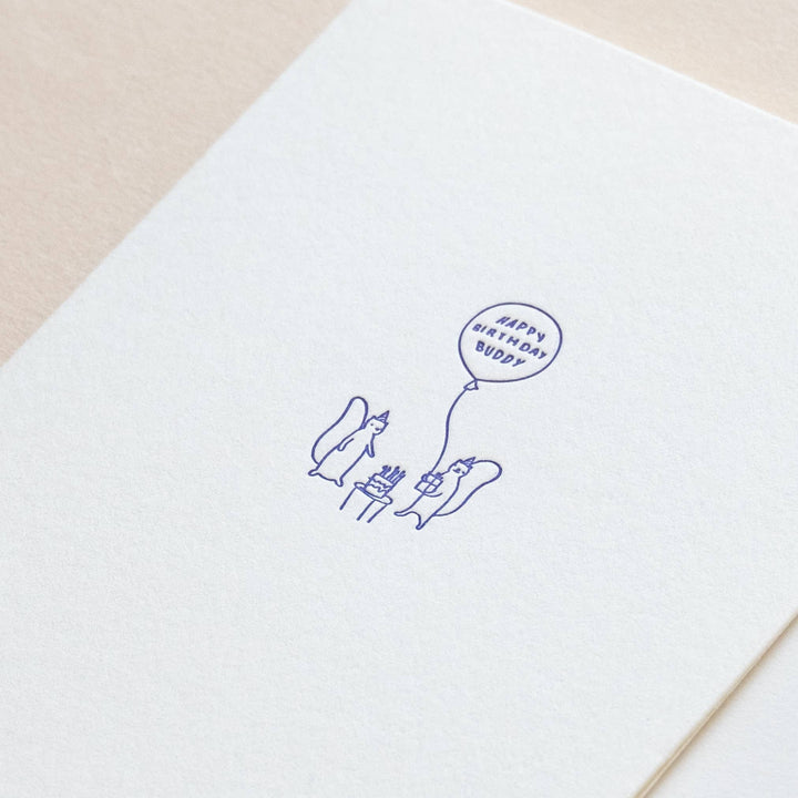 Homework Letterpress Studio Cards Birthday Buddy | Squirrel Friends | Lettepress Card