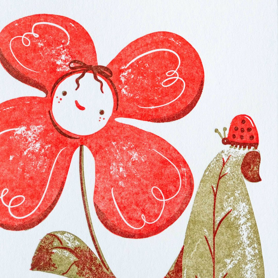 Homework Letterpress Studio Cards Birthday Flower Ladybug | Letterpress Card