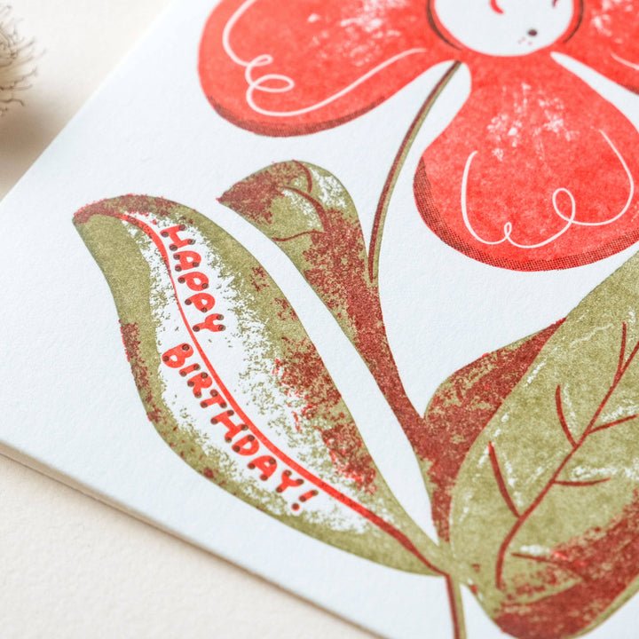 Homework Letterpress Studio Cards Birthday Flower Ladybug | Letterpress Card