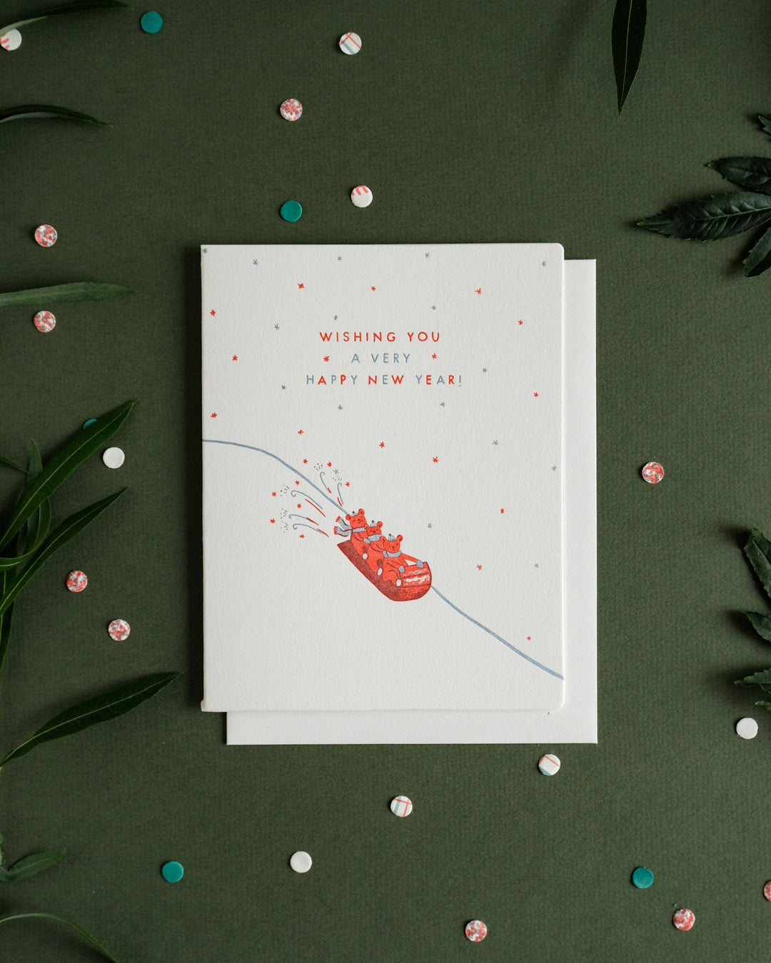 Homework Letterpress Studio Cards New Year Sled | Holiday | Letterpress Card