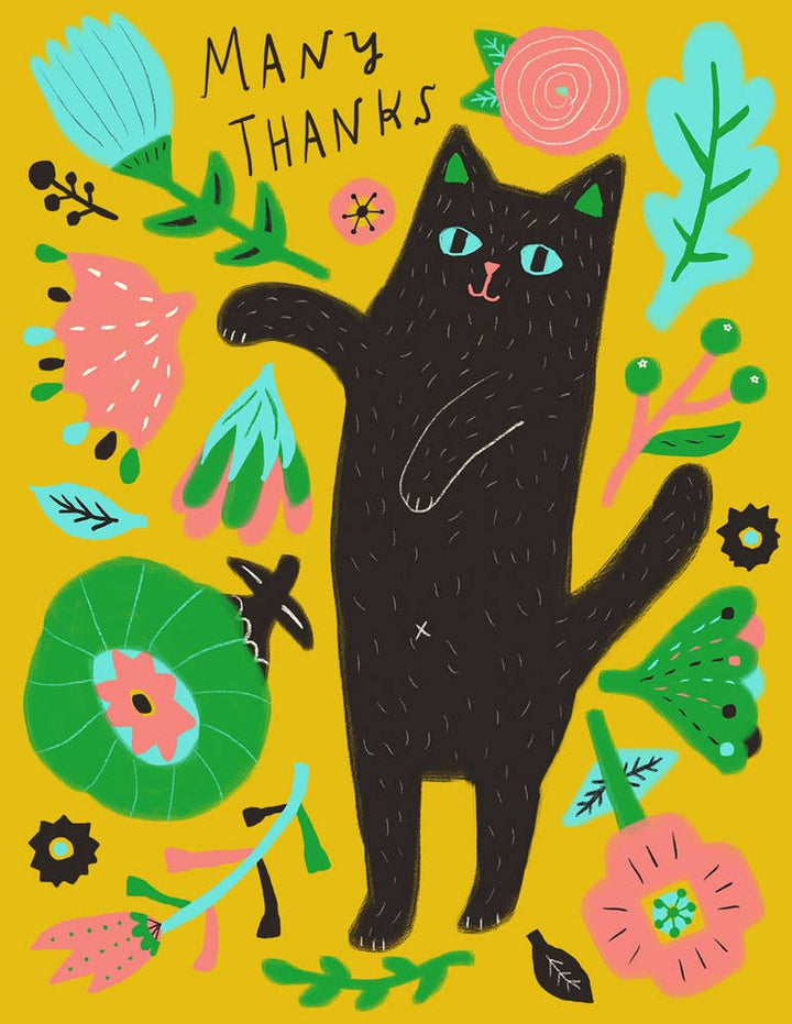 Honeyberry Studios Card Kitty Many Thanks Greeting Card