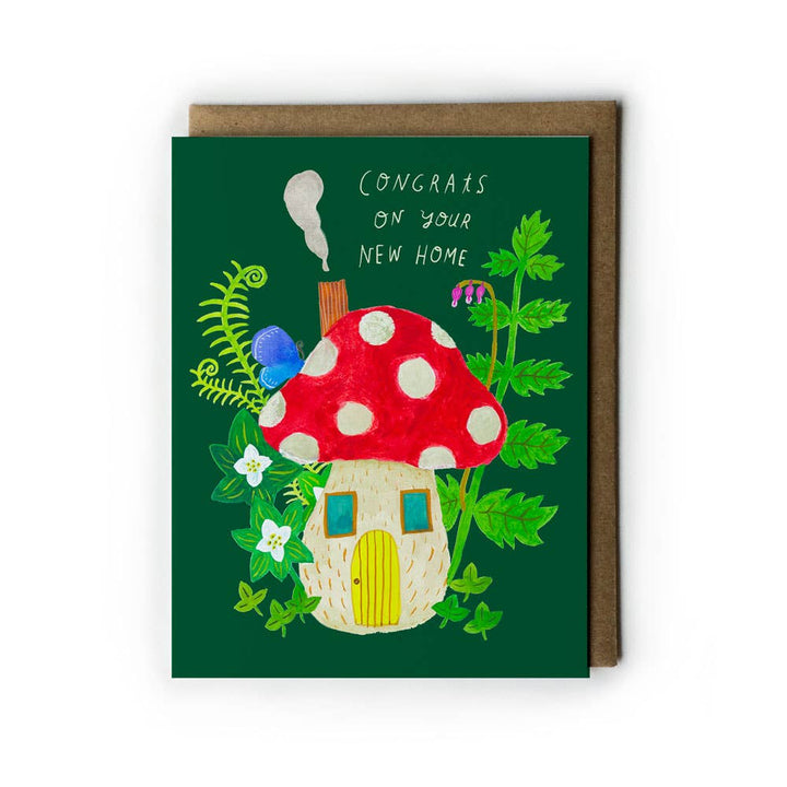 Honeyberry Studios Card Mushroom House Housewarming Greeting Card