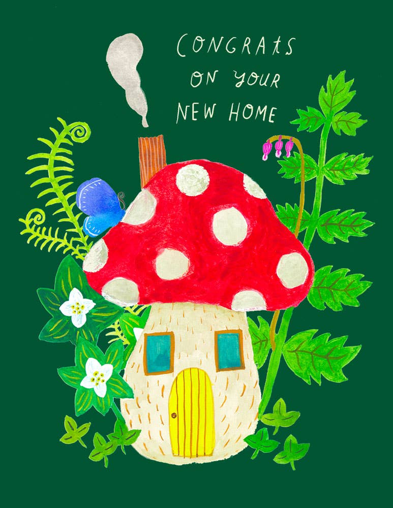 Honeyberry Studios Card Mushroom House Housewarming Greeting Card